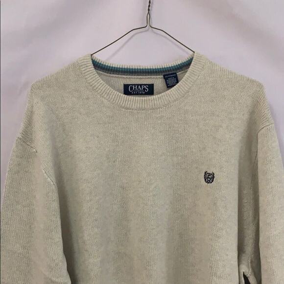 NWT CHAPS BEIGE SWEATER LOGO‎ CREWNECK SIZE VARIOUS - Picture 4 of 8